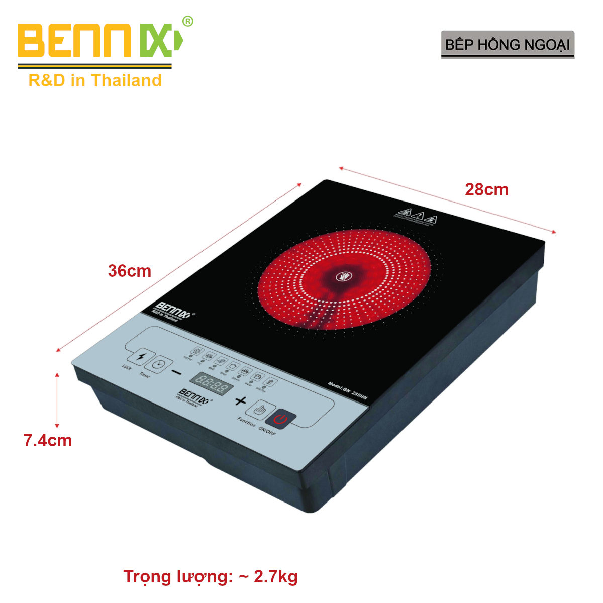 Bếp hồng ngoại điện tử Bennix Thái Lan BN-288HN điều khiển cảm ứng 2000W - Hàng chính hãng