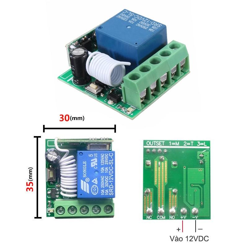 BỘ ĐIỀU KHIỂN TỪ XA 12V-10A KR1201 SÓNG RF 433MHZ