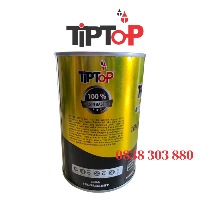 Dầu nhớt xe Số TIPTOP 20W50 API:SM [MUA 2 TẶNG 1 ÁO+2 MÓC KHÓA] [MUA 3 TẶNG 3 ÁO 5 MÓC KHÓA 1 TUÝP HỘP SỐ]