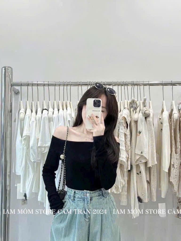 Áo thun trễ vai tay dài cao cấp tôn dáng