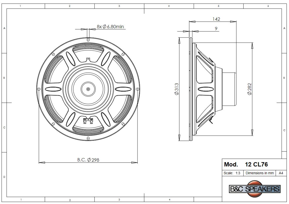 Loa Rời 3 tấc B&C SPEAKERS - ITALIA 12CL76 (1 cái) – Hàng Chính Hãng