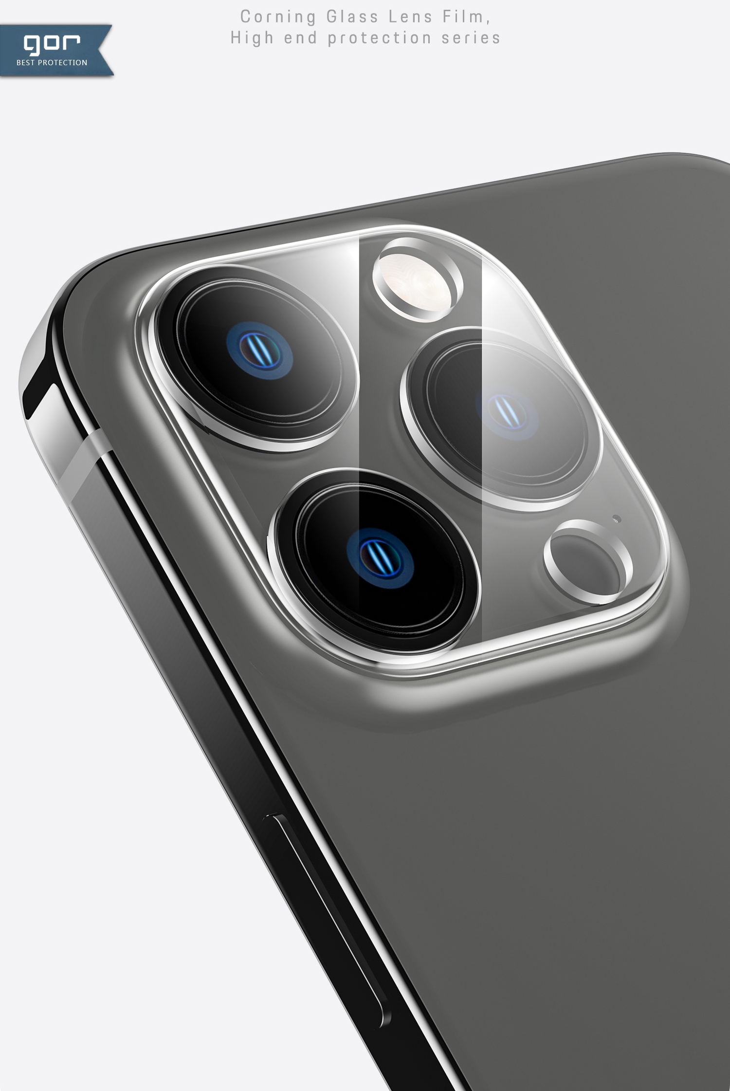 Bộ 2 Miếng Dán Kính Cường Lực Camera GOR cho iPhone 15 / 15 Plus / 15 Pro / 15 Pro Max - Hàng Chính Hãng