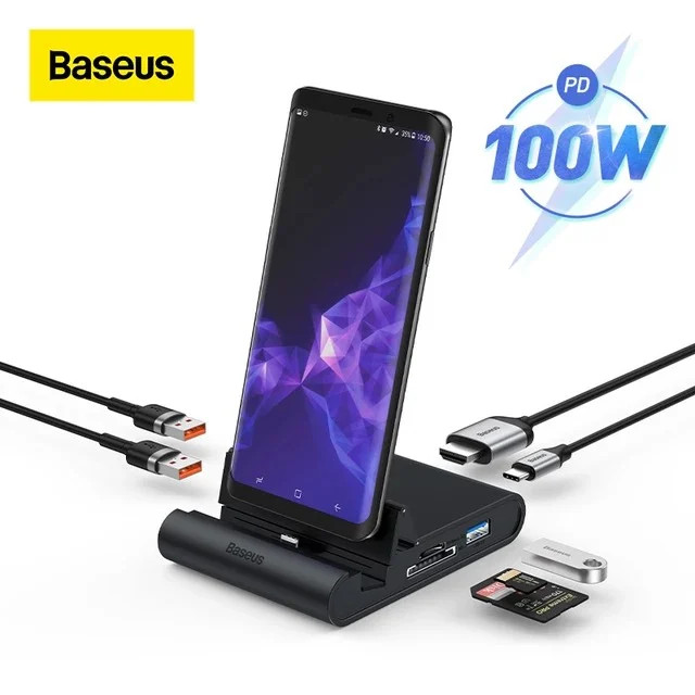 Hub Mở Rộng Đa Năng Baseus Mate Docking Type-C Mobile Phone Intelligent HUB Docking Station Pro - hàng chính hãng