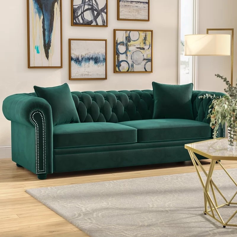 Ghế Sofa Băng Cổ Điển Sang Trọng Cho Phòng Khách, Chất Liệu Vải Nhung Nỉ Kích Thước 1m8