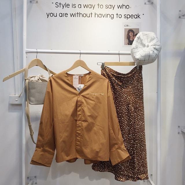 Set áo sơ mi + chân vÁy siêu vintage