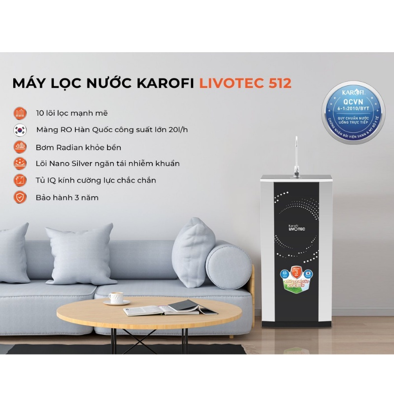 Máy Lọc Nước Karofi Livotec 512 - 10 Lõi Lọc - Hàng Chính Hãng