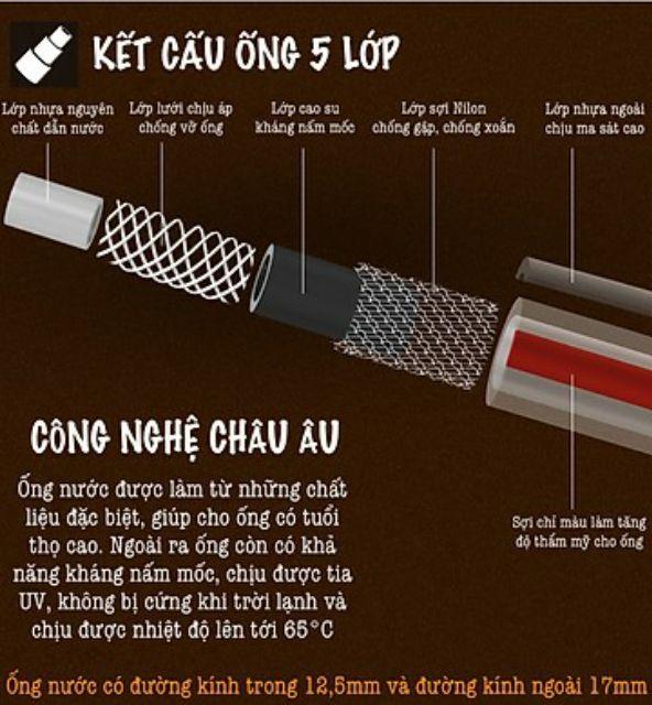 10 mét dây ống 5 lớp siêu xịn kèm khớp nối nhanh