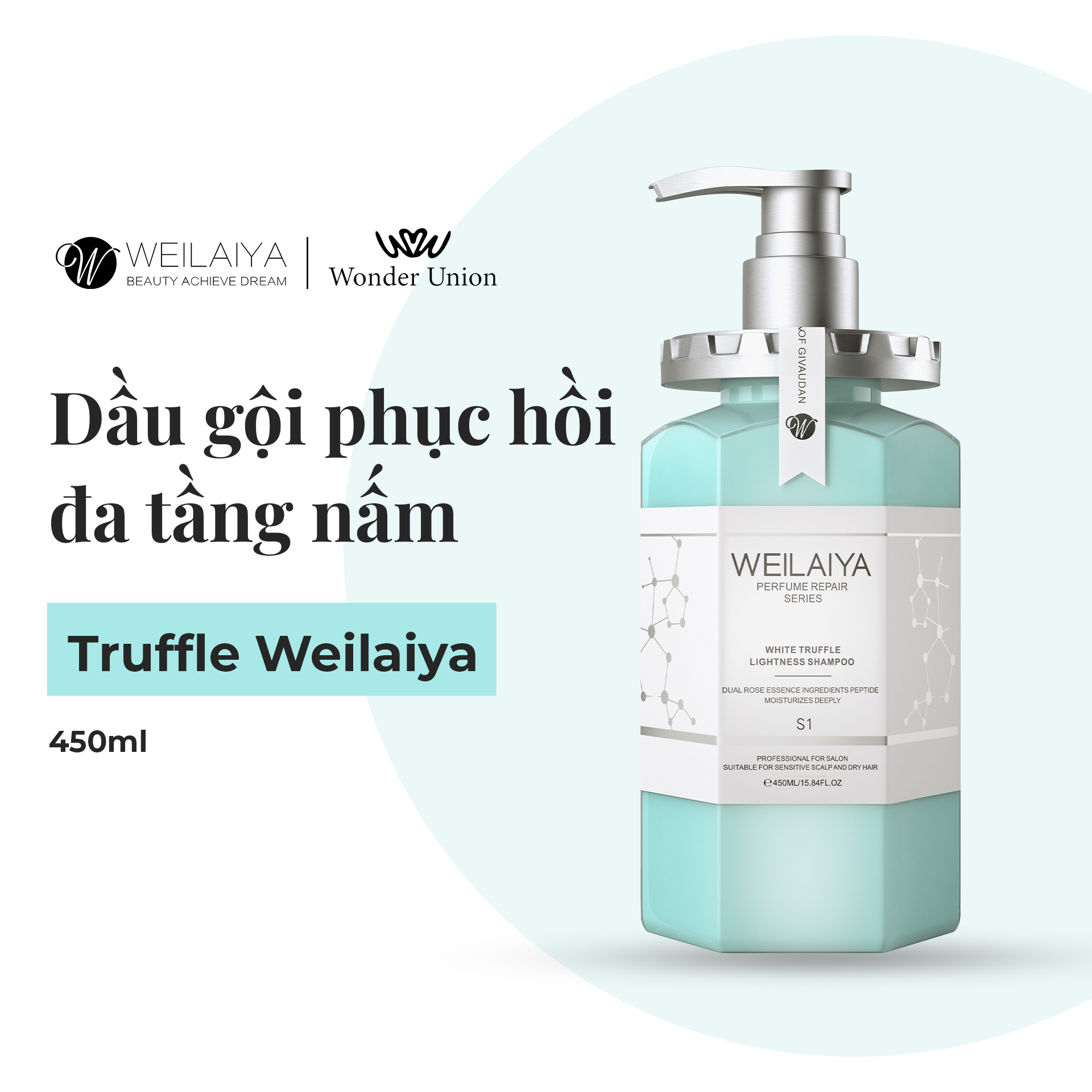 Dầu gội phục hồi đa tầng nấm truffle Weilaiya White Truffle Lightness Shampoo 450ml