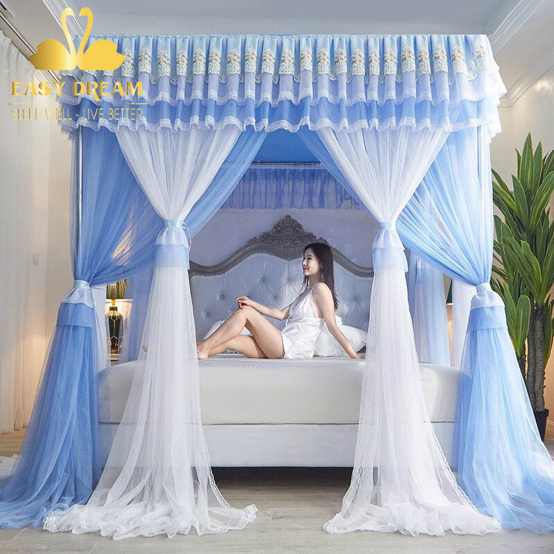 Mùng khung công chúa không khoan tường cao cấp EASY DREAM  -Mùng ngủ hiện đại không khoan tường vải 2 lớp chống muỗi