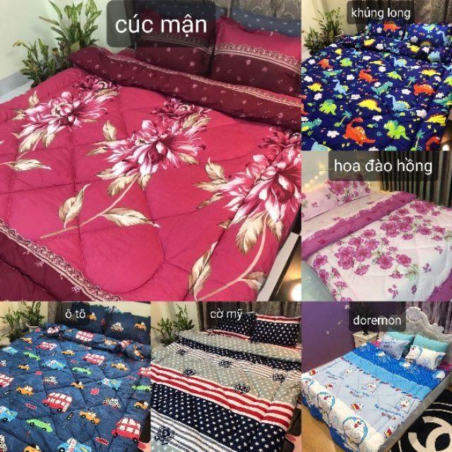 Trọn bộ 5 món chăn phao ga gối poly cotton 2m2