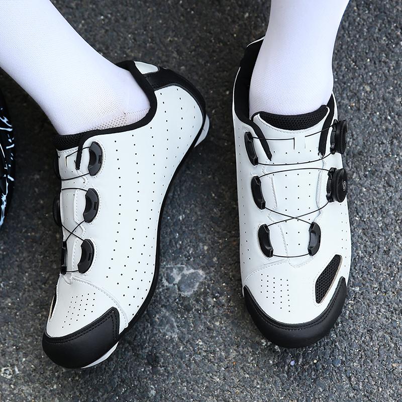Giày đi xe đạp mtb spd cleat tự khóa xe đạp leo núi giày nam xe đạp giày đi xe đạp bằng phẳng Color: white flat Shoe Size: 36