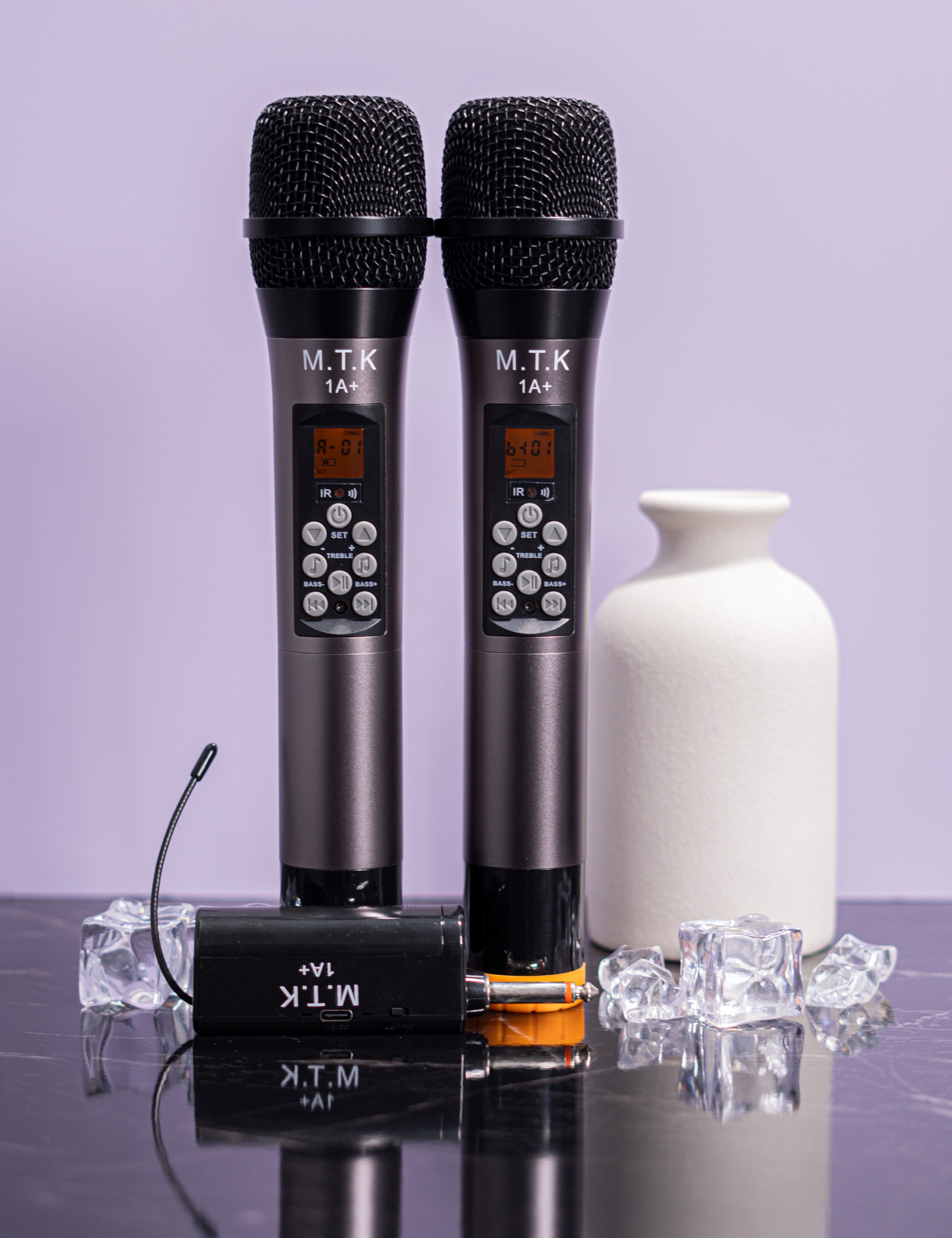 Bộ 2 Micro karaoke đa năng không dây MTK 1A, chỉnh được bass treble