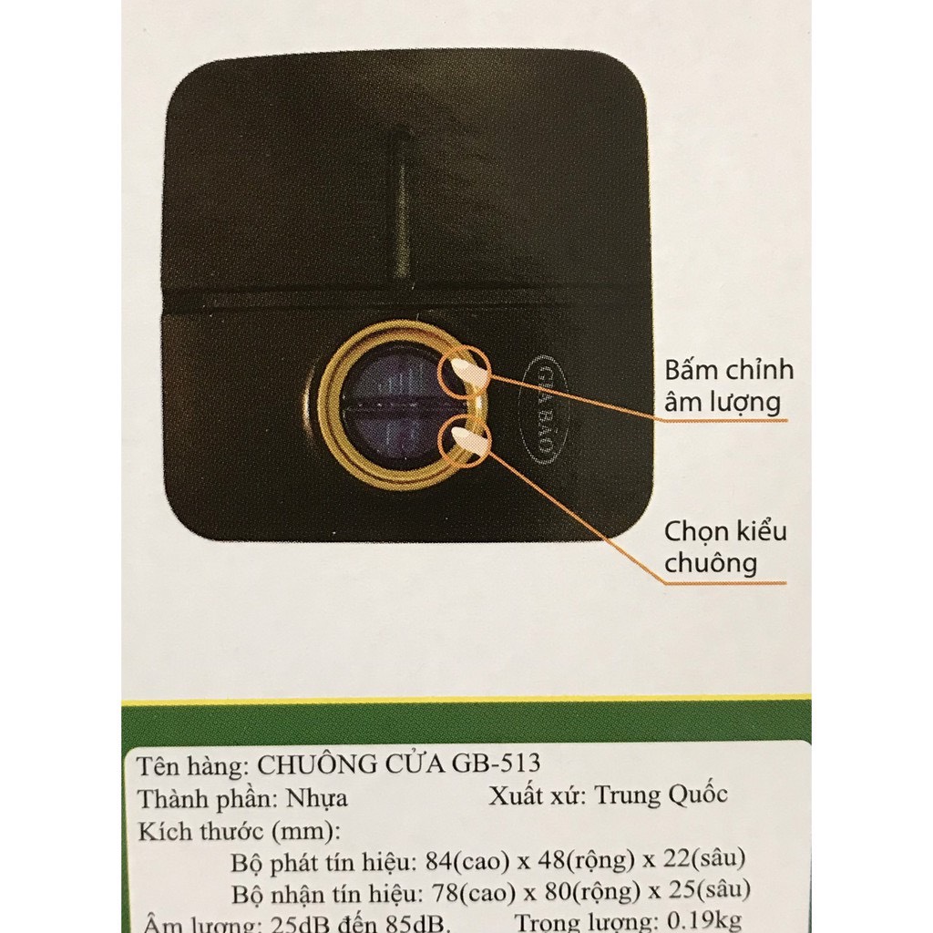Chuông Cổng Báo Khách Không Dây Không Pin Chống Nước