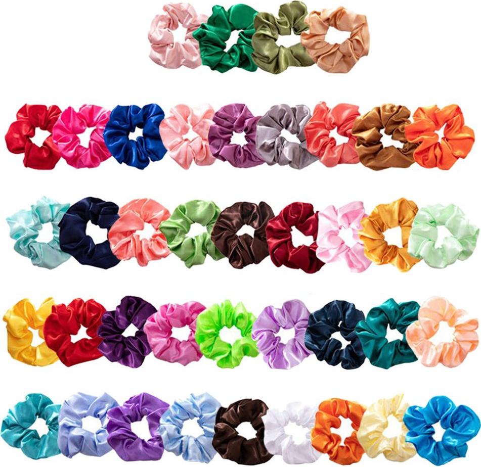 40 Chiếc Tóc Lụa Scrunchies Satin Thun Cột Tóc Scrunchy Dây Buộc Tóc Dây