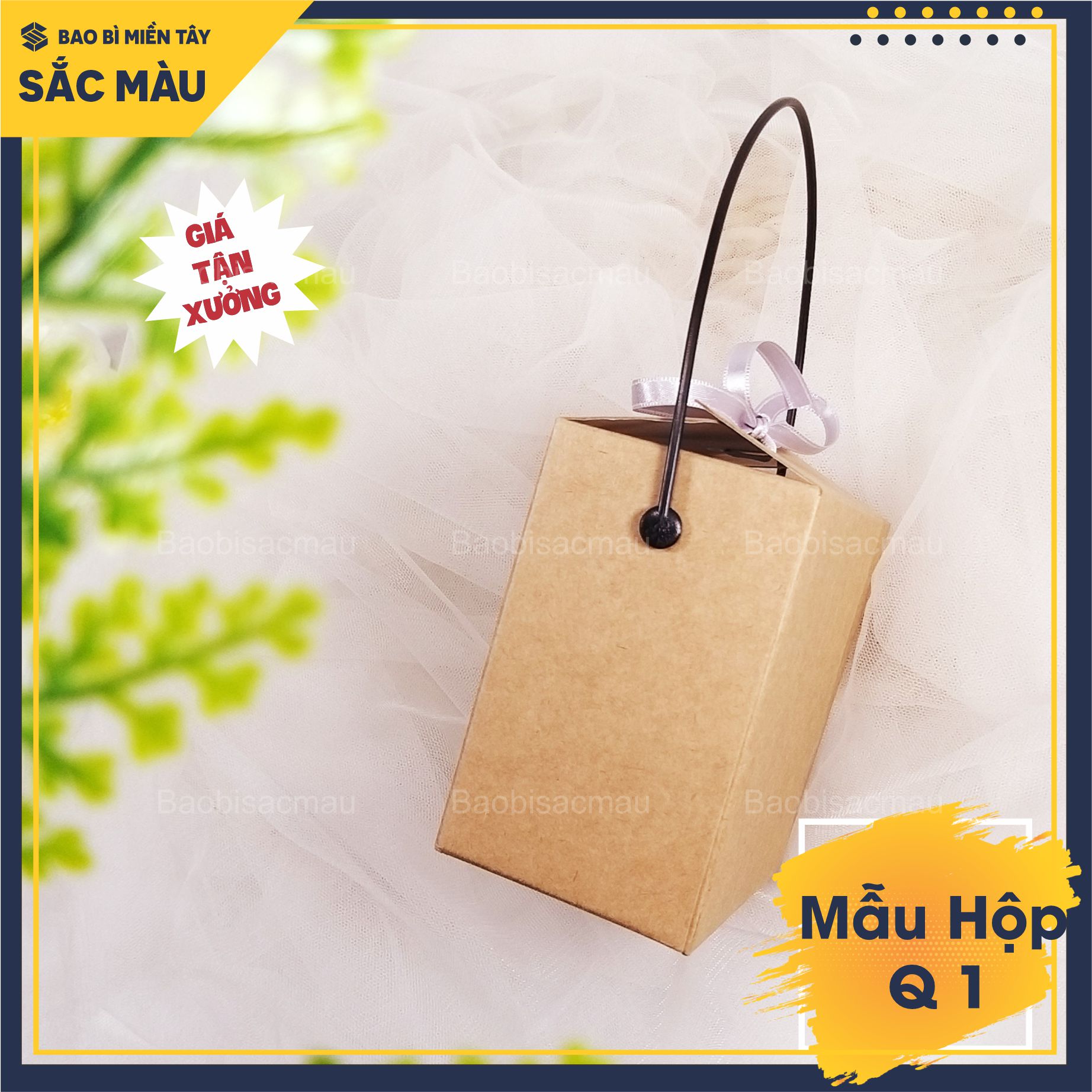 Combo 5 Hộp giấy kraft mini có quai xách - hộp đựng quà tặng trái cây, thực phẩm, đựng hũ yến chưng, quà lưu niệm..