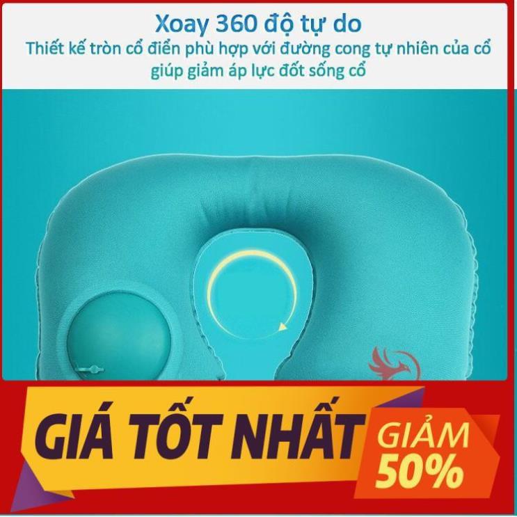 Gối hơi gối kê cổ chữ u tự động bơm tựa đầu để ngủ văn phòng du lịch đi ô tô xe hơi máy bay có nút cài