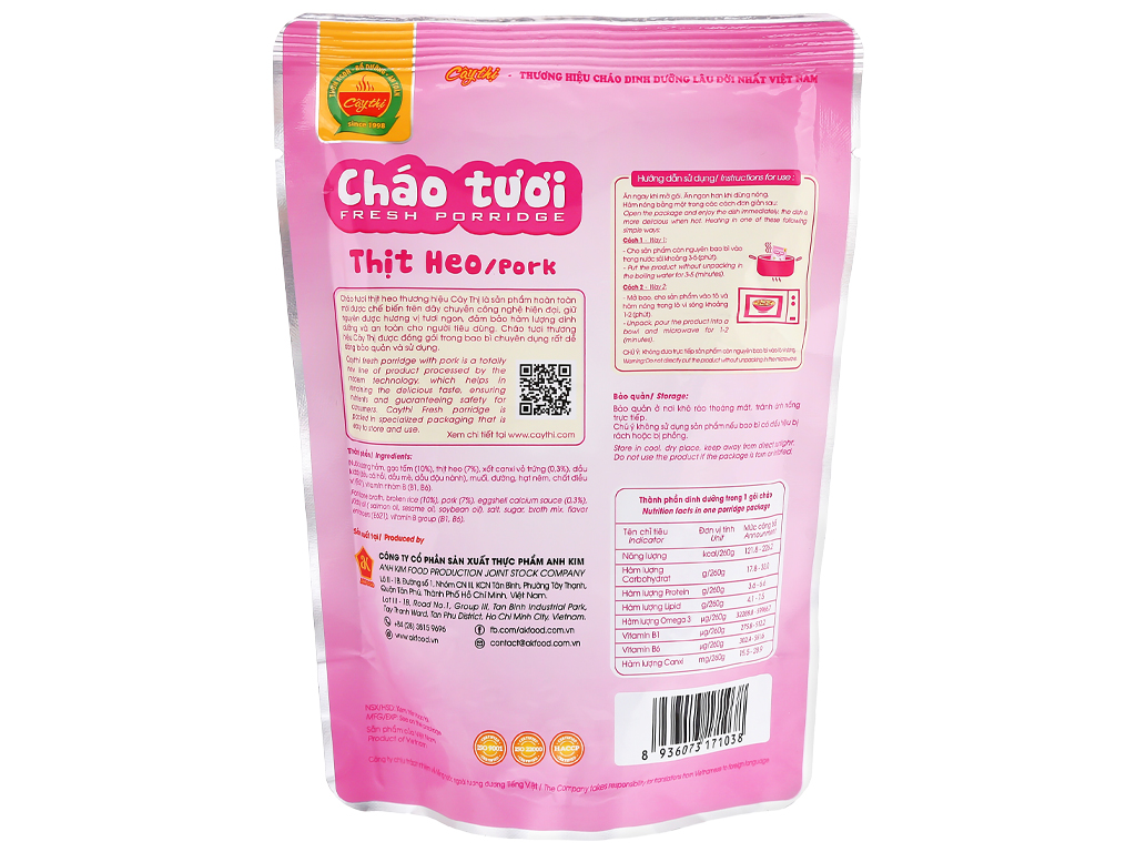 Cháo tươi thịt heo Cây Thị gói 260g