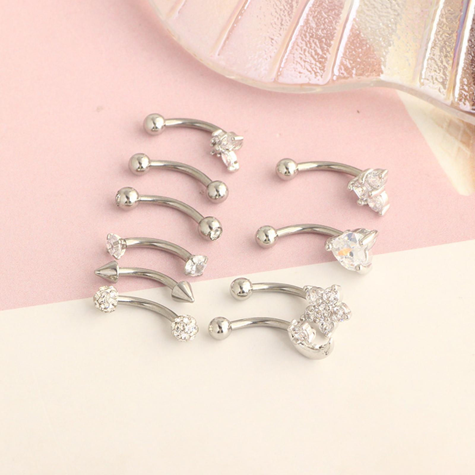 12pcs Stainless Steel Colored Zircon Lip Nose Nail Piercing Jewelry Blue