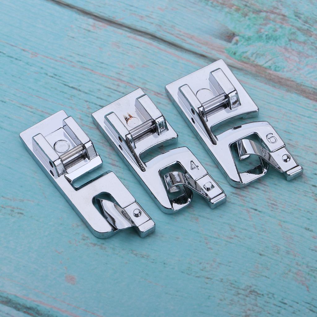 2-3pack 3pcs 3mm 4mm 6mm Narrow Rolled Hem Sewing Machine Presser Foot
