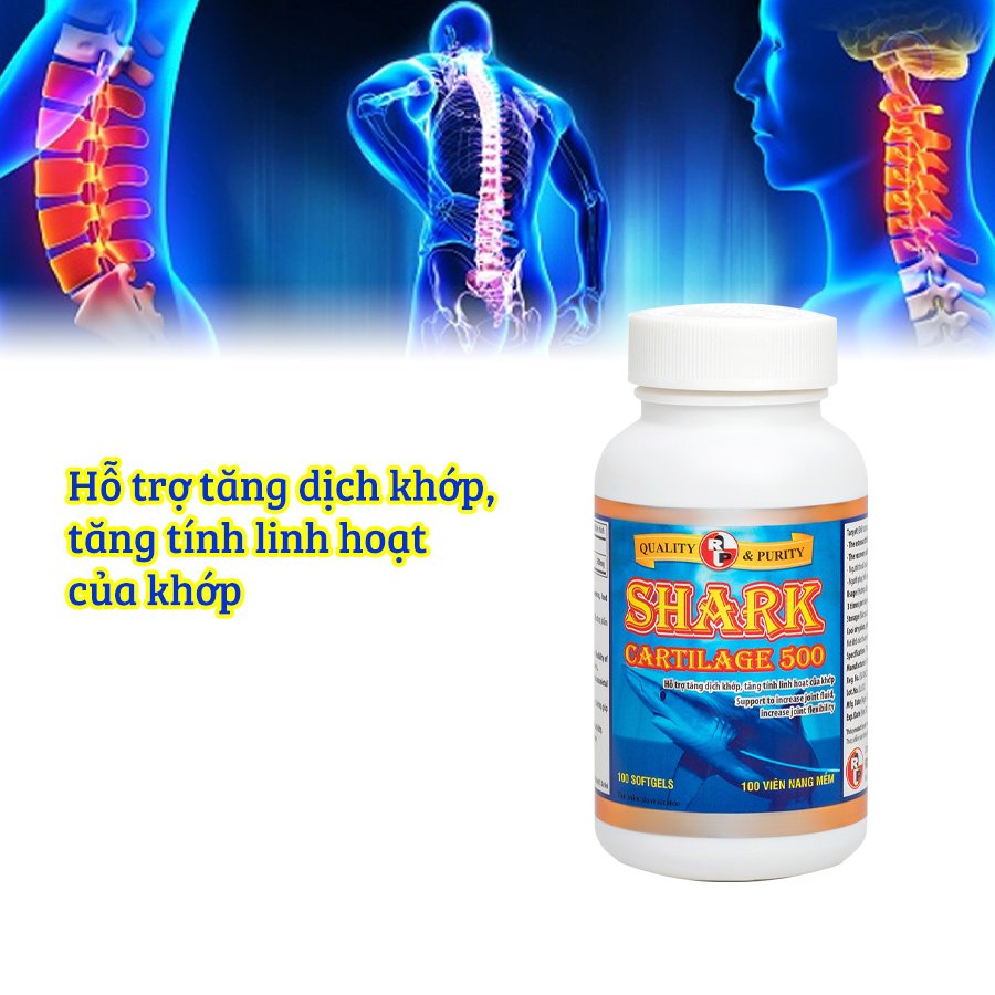 TPCN bổ sung sụn khớp – hỗ trợ giảm đau khớp Shark Cartilage 500- Robinson Pharma Usa-chai 100 viên