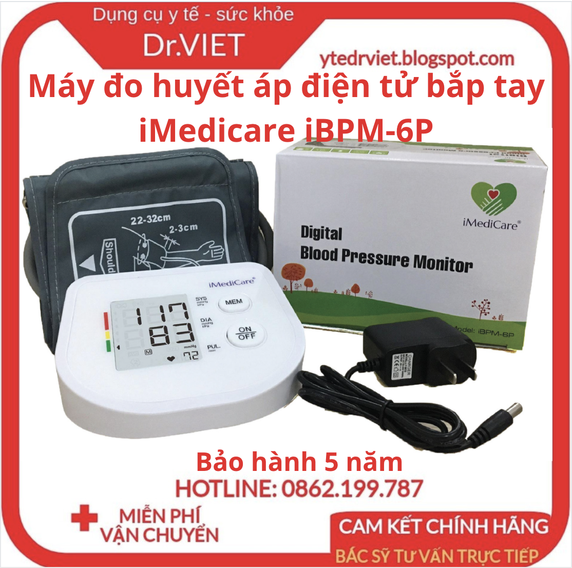 Máy đo huyết áp điện tử bắp tay iMediCare iBPM-6P