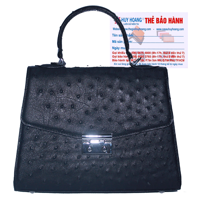 HJ6457-58-59-60 - Túi hộp đeo chéo nữ da đà điểu màu đen, nâu đất, vàng bò, nâu đỏ