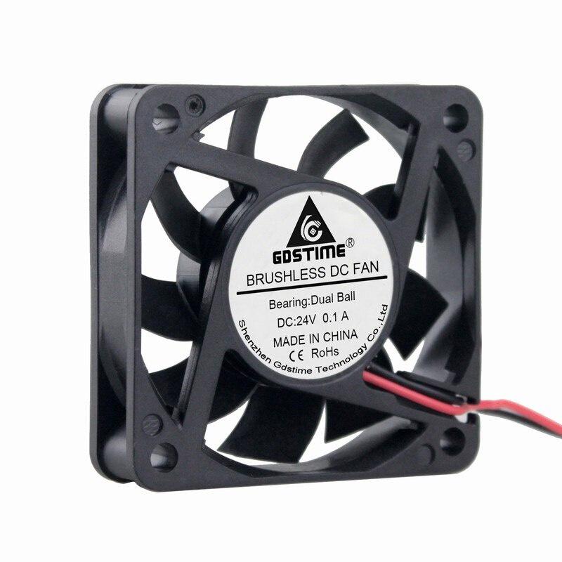 1 Piece Gdstime 6015 Two Ball DC 24V 60x60x15mm Machine Equitment PC CPU VGA Cooler Brushless Cooling Fan 6cm 60mm x 15mm 2Pin