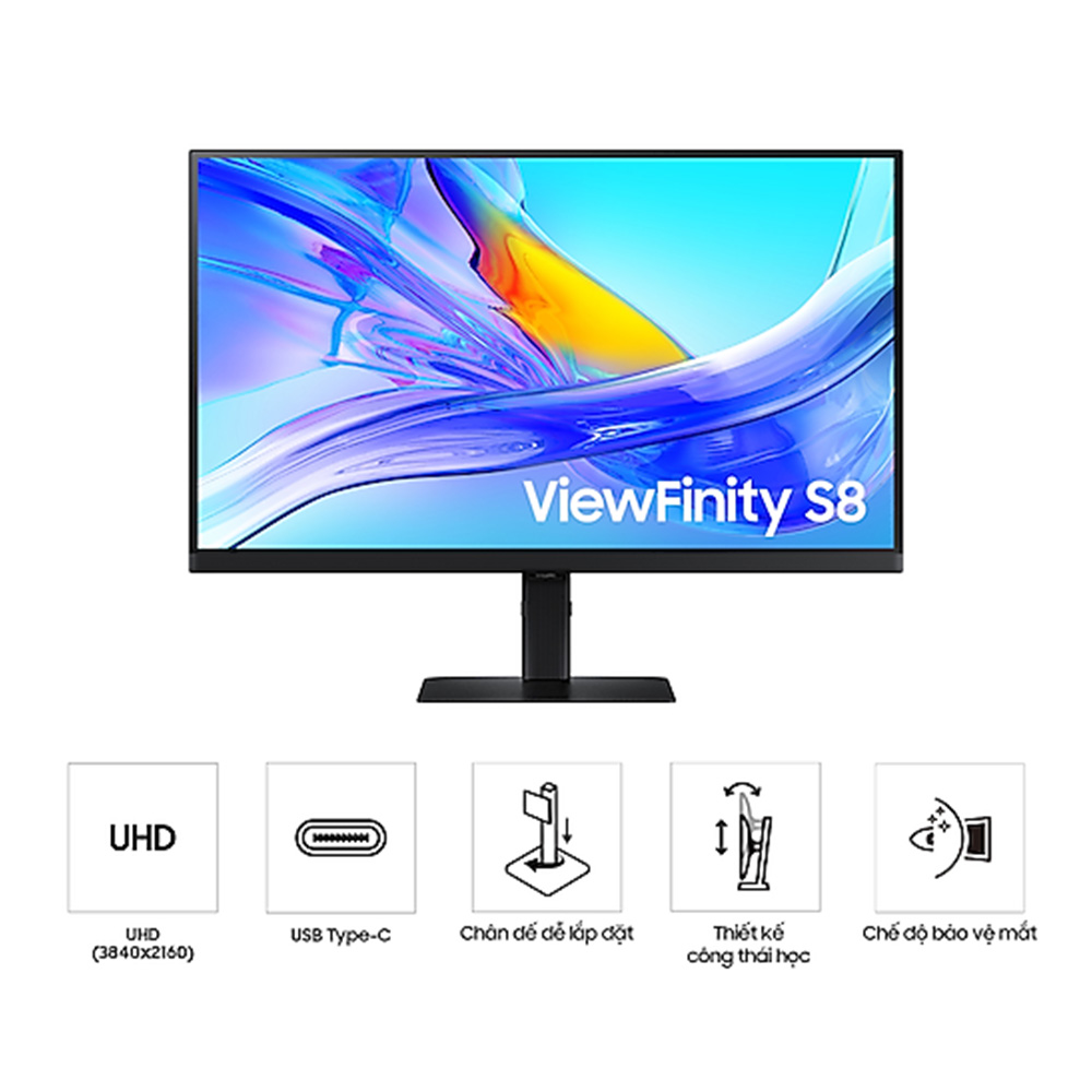 Màn hình chuyên đồ họa Samsung 27 inch LS27D804UAEXXV 4K sRGB 99% IPS HDR 10 Factory Calibration USB-C 90W - Hàng chính hãng