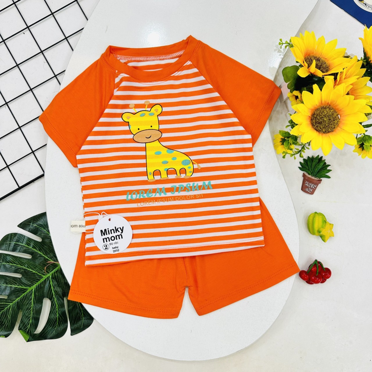 Quần áo thun cộc tay cho bé trai bé gái kẻ ngang thun lạnh Minky mom co dãn 4 chiều thoáng mát thấm mồ hôi