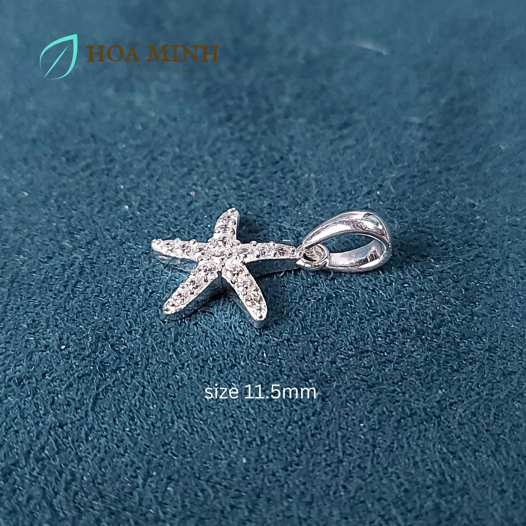 Mặt dây chuyền bạc kiểu ngôi sao biển đính đá size 11.5mm