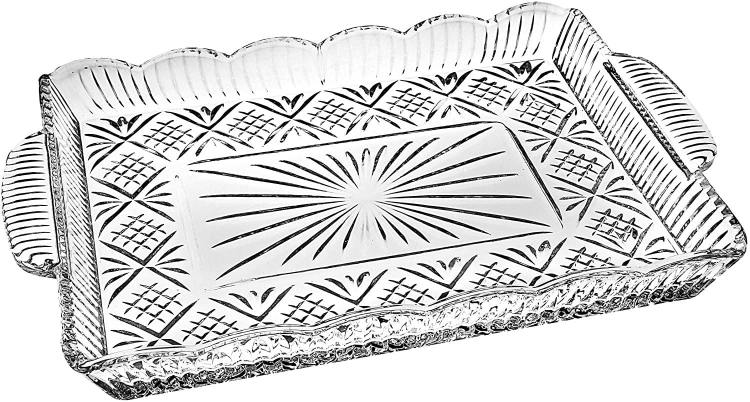 Khay Pha Lê GODINGER DUBLIN SERVING TRAY, Khay Thủy Tinh Cao Cấp, Khay Đựng Hoa Quả, Thực Phẩm, Nhập Đức