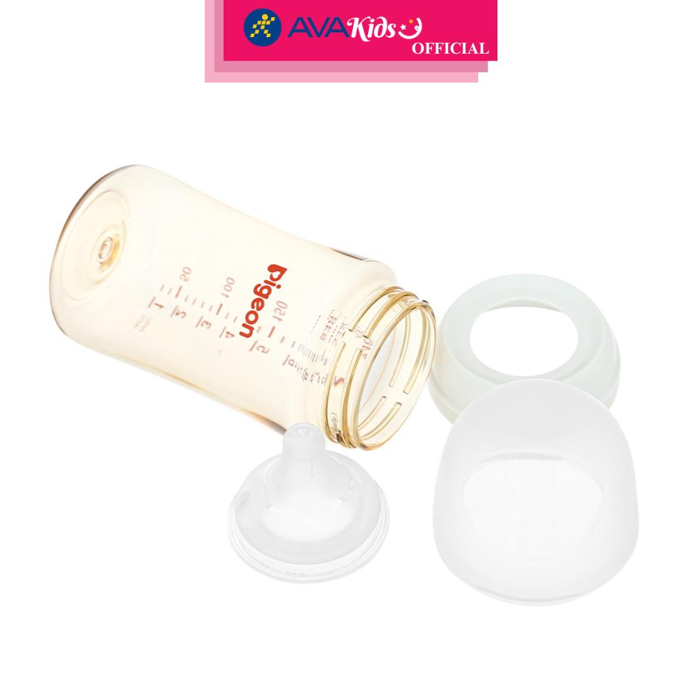 Bình sữa nhựa PPSU Pigeon Softouch Plus WN3 cổ rộng 240 ml (từ 3 tháng) - Hàng Chính Hãng