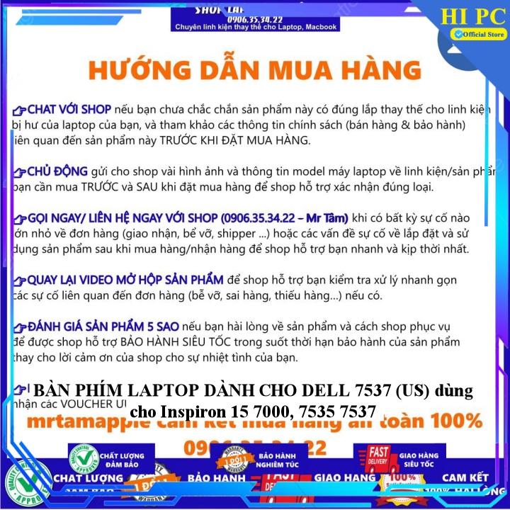 BÀN PHÍM LAPTOP DÀNH CHO DELL 7537 dùng cho Inspiron 15 7000 7535 7537 - Hàng Nhập Khẩu