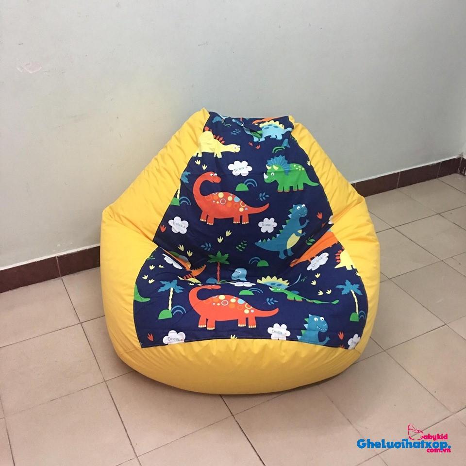 Ghế xốp dáng lê TONE VÀNG , cỡ M, thô canvas phối kaki vàng