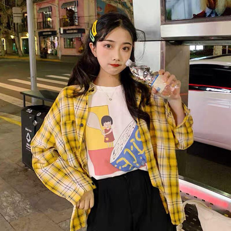 Áo sơ mi kẻ caro ulzzang form rộng Oversize