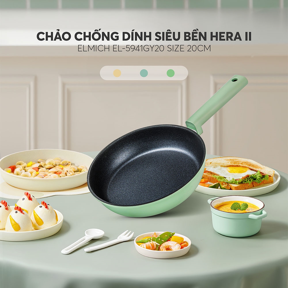 Chảo chống dính siêu bền Elmich Hera II EL-5941GY - Hàng Chính Hãng