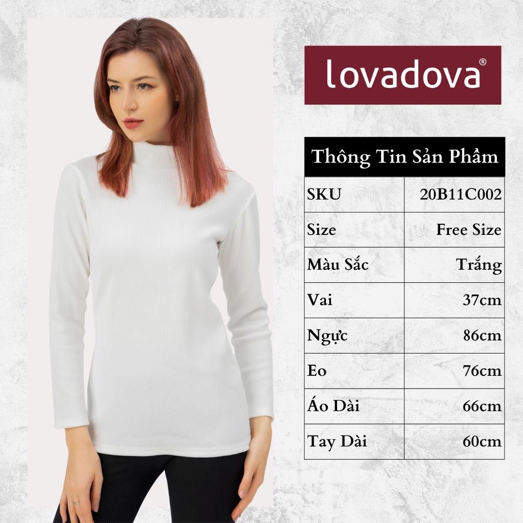 Áo Thun, Dài Tay, Cổ trụ, Màu Trắng - Lovadova 20B11C002