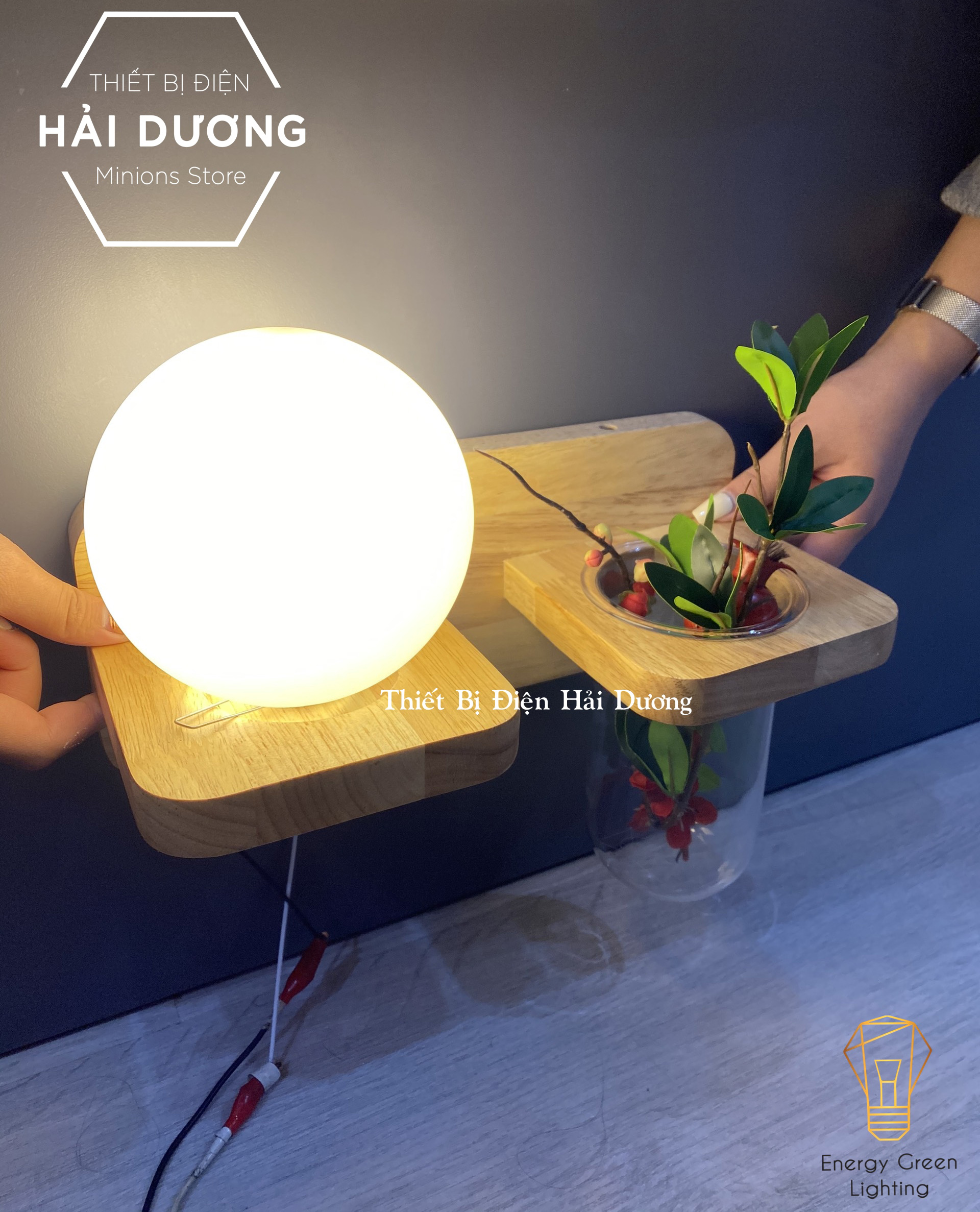 Đèn Tường Kệ Gỗ Chao Thủy Tinh Hiện Đại DT-3019 - Trang Trí Căn Phòng - Đã Bao Gồm Bóng LED 3W - Có Video