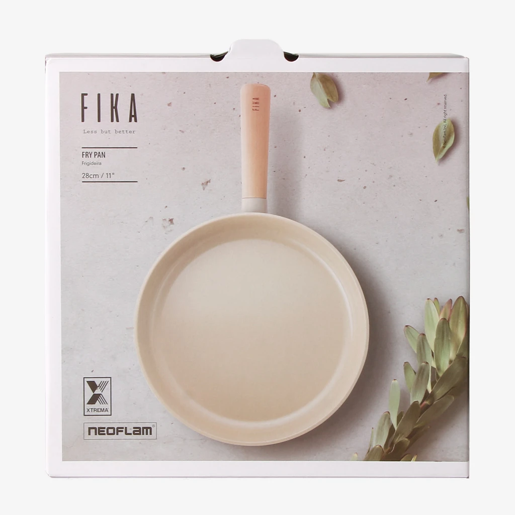 Chảo chiên, cạn chống dính, bếp từ Fika Neoflam 28cm, thành cao 5,5cm, dài 44.5cm , trọng lượng 965g. Made in Korea