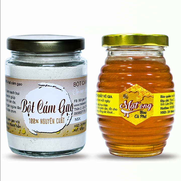 Combo Mật Ong Hoa Cà Phê + Bột Cám Gạo - Nguyên Chất Vũ Gia (100g/ml/hũ)