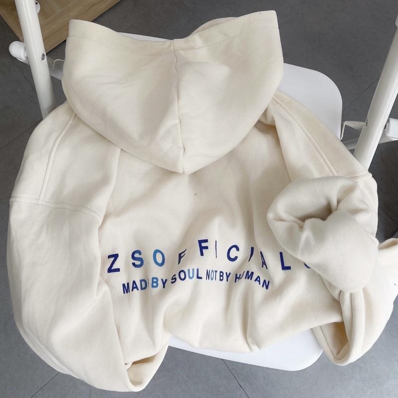 áo Hoodie nỉ WZS màu kem unisex ảnh thật SSSTore ( nam nữ mặc đều được