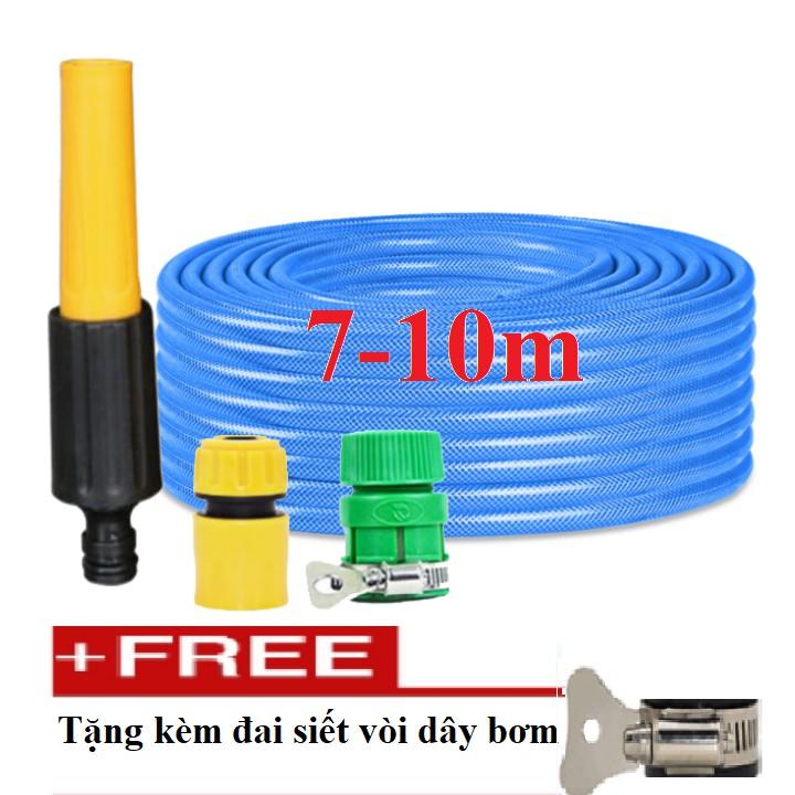 Bộ dây vòi xịt nước rửa xe, tưới cây . tăng áp 3 lần, loại 7m, 10m 206622-5 cút sập, + tặng đai