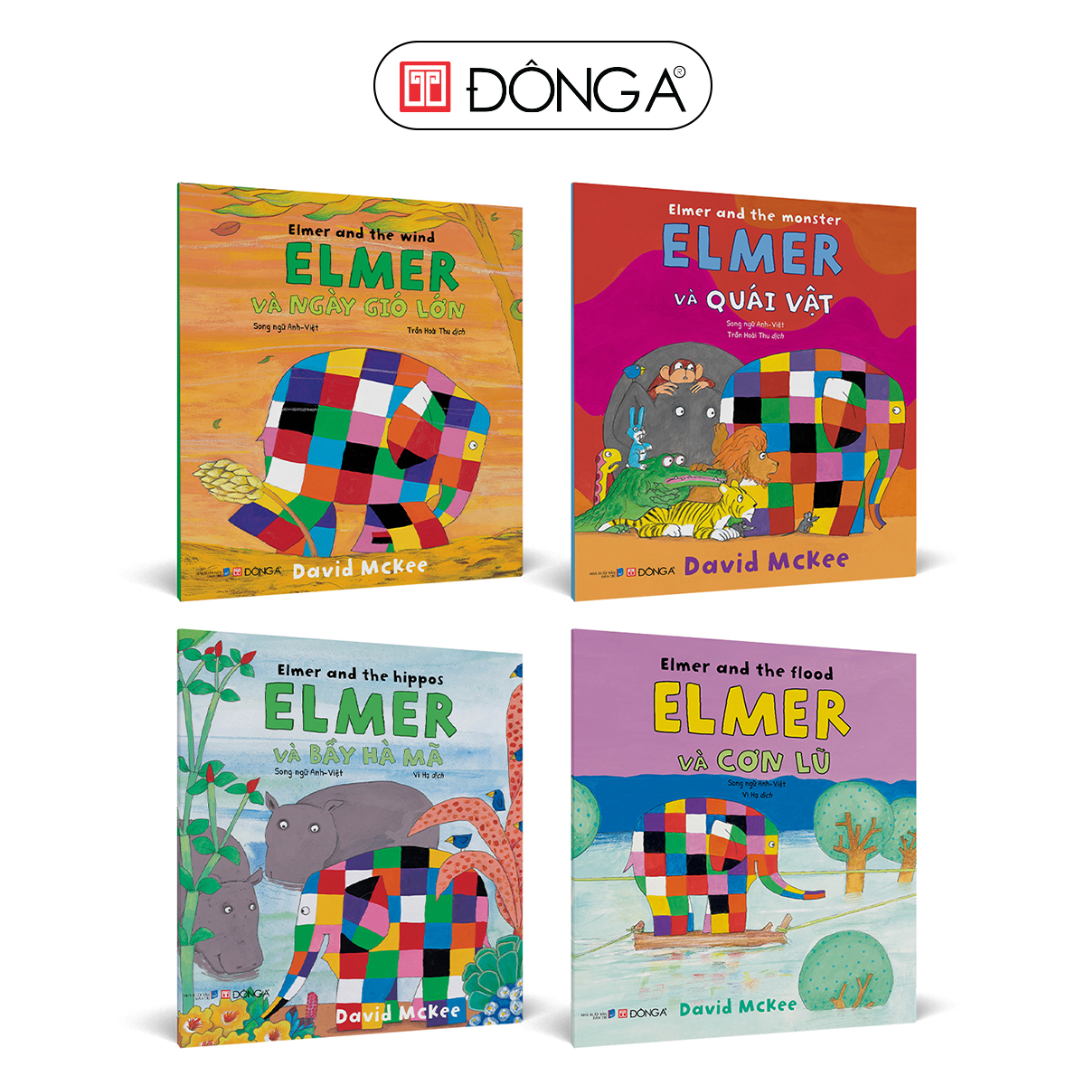 Combo 4 cuốn Elmer (Song ngữ Anh - Việt) - Tặng 4 sticker đồng bộ