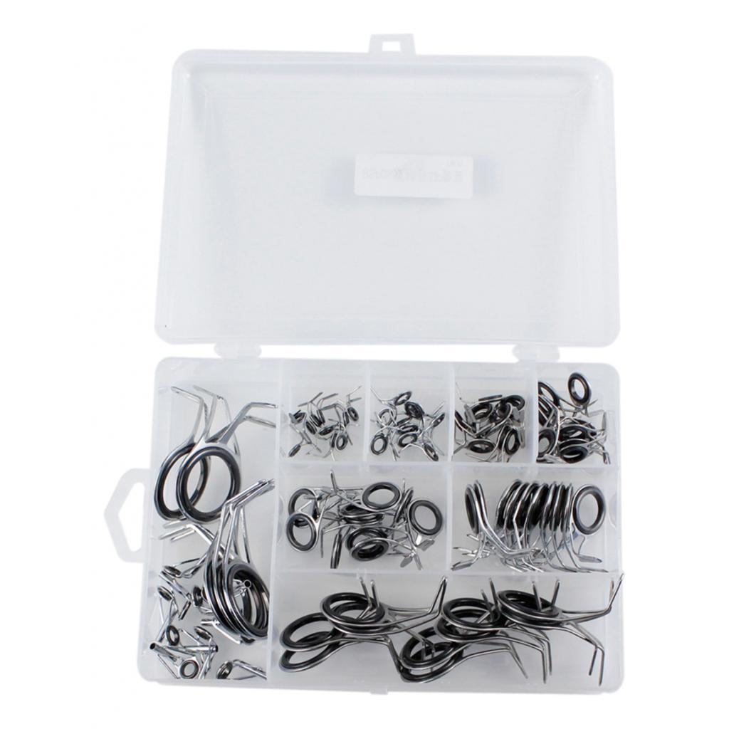 Lots 85 8-Size Fishing Rod Guides Tip Top Ring Fishing Line Guides Eyes Sets
