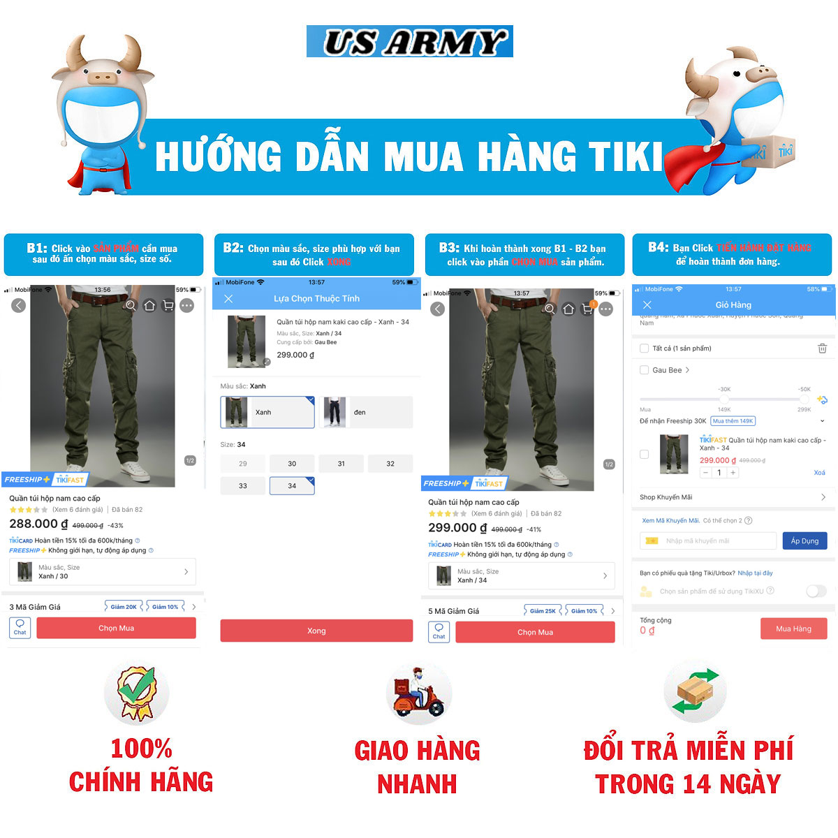 Quần Túi Hộp Nam Kaki Thời Trang Phong Cách Thể Thao US678 Chất Vải Kaki Cao Cấp Phong Cách Lính- HÀNG CHÍNH HÃNG