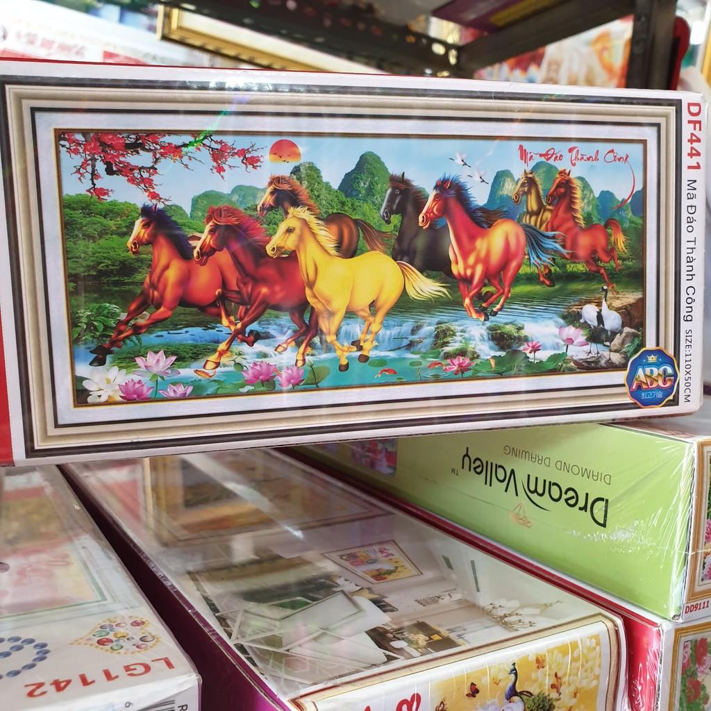 Tranh Đính Đá MÃ ĐÁO THÀNH CÔNG . Kích Thước: 1m x 50cm - 1m5 x 77cm