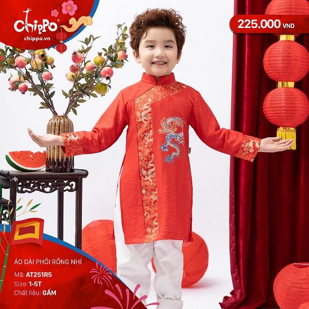 Áo dài bé trai Tết Chippo dáng cách tân mẫu mới 2023 cho bé trai 1 2 3 4 5 tuổi từ 10-20kg Quần áo trẻ em