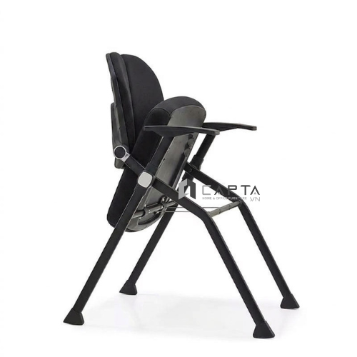Ghế đào tạo khung nhựa màu đen nệm đen cao cấp nhập khẩu CT01003-F Nội thất Capta Nệm vải êm chân sắt sơn xếp gọn tiện lợi