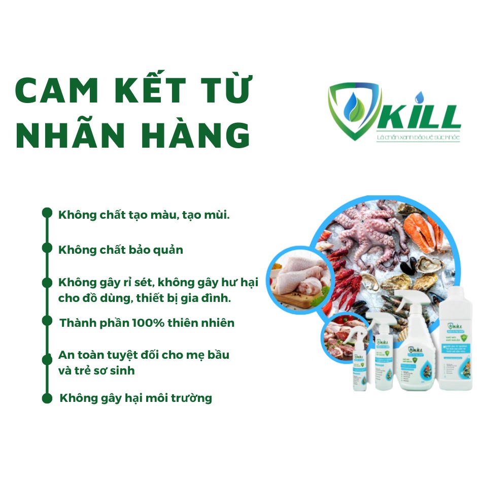 Nước xịt rửa rau củ quả Vkill 250ml Khử trùng khử khuẩn nhanh với ion từ tường mang lại bữa cơm sạch và lành mạnh