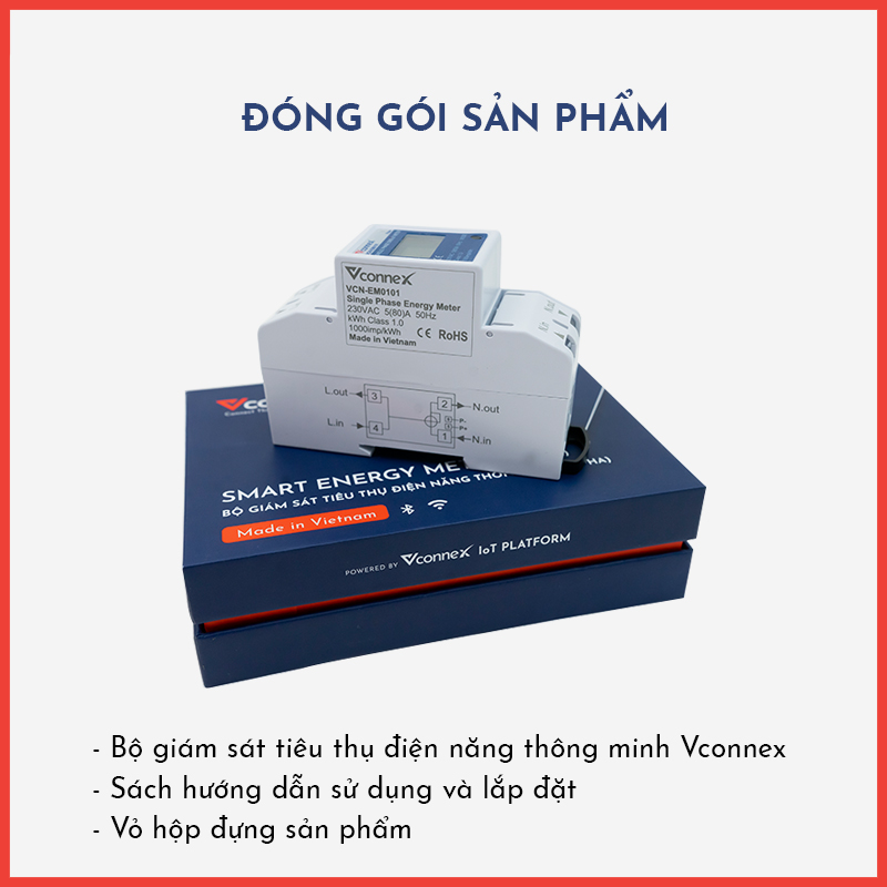 Công Tơ Điện Tử Thông Minh Vconnex 1 Pha - Theo Dõi Và Quản Lý Tiêu Thụ Điện Từ Xa